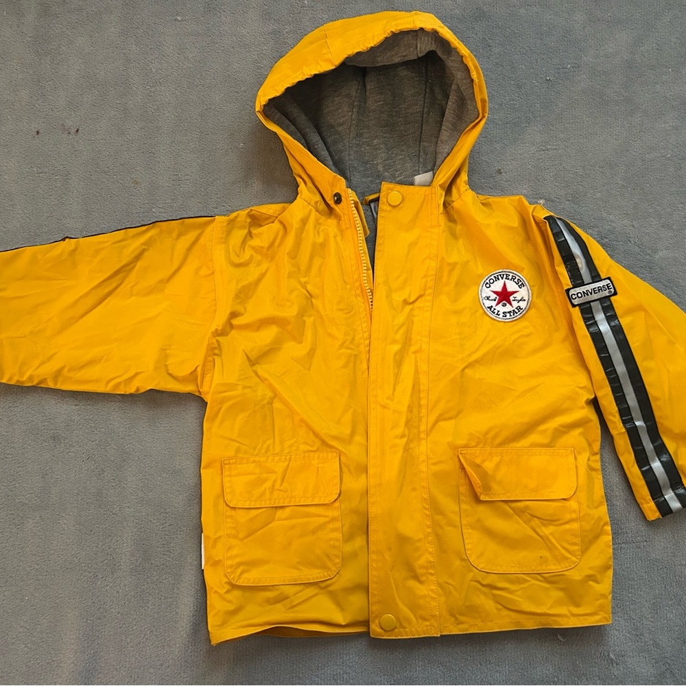 Vintage 90s Converse Kids Bright Yellow Raincoat